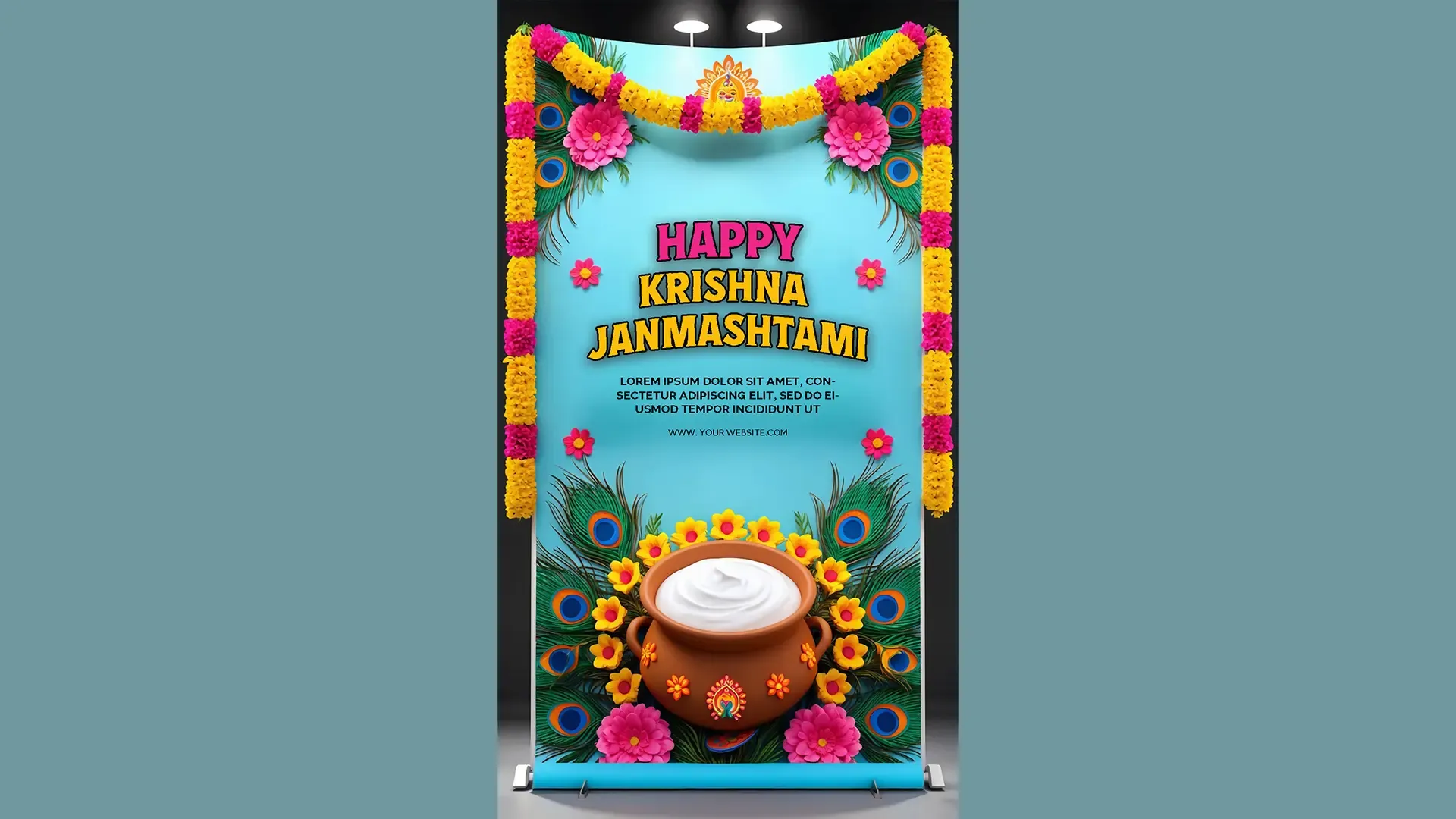 Colorful Janmashtami Instagram Story Banner Design PSD